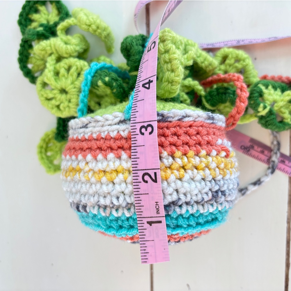 Crochet Hanging Artificial Plant Green Multicolor Monstera Boho Home Decor - Picture 10 of 11